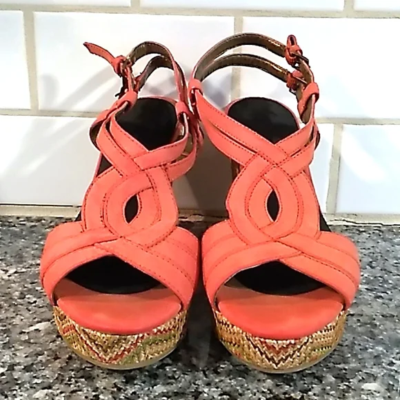 St.Johns Bay Coral Platform Wedge Sandals. Size 7.5 - Picture 3 of 11